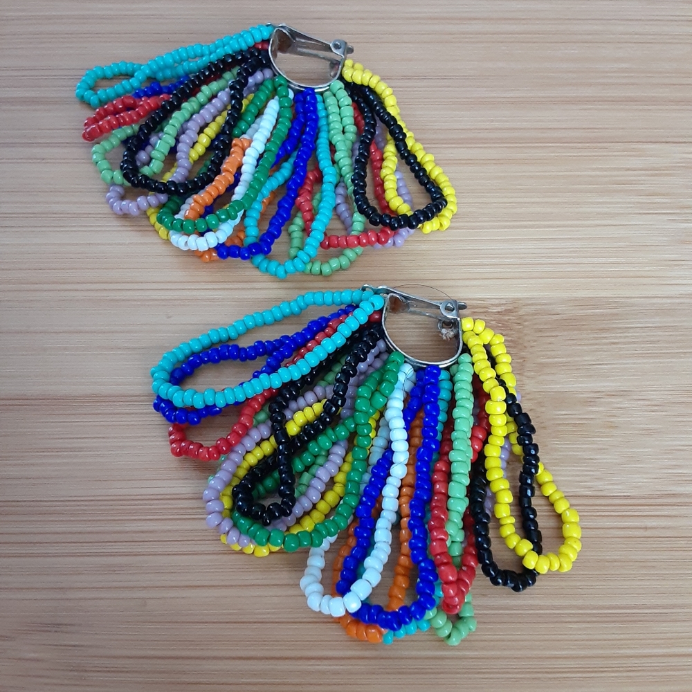 Vintage beaded clip on earrings